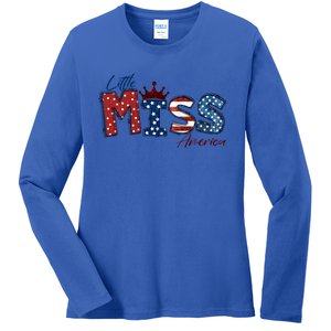 Little Miss America Gift American 4th Of July Graphic Meaningful Gift Ladies Long Sleeve Shirt