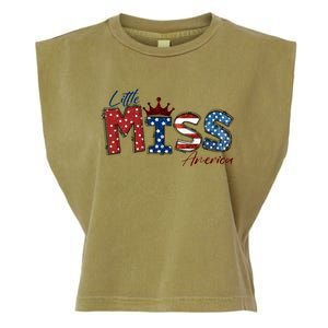 Little Miss America Gift American 4th Of July Graphic Meaningful Gift Garment-Dyed Women's Muscle Tee