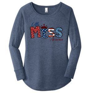 Little Miss America Gift American 4th Of July Graphic Meaningful Gift Women's Perfect Tri Tunic Long Sleeve Shirt