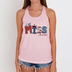 Little Miss America Gift American 4th Of July Graphic Meaningful Gift Women's Knotted Racerback Tank