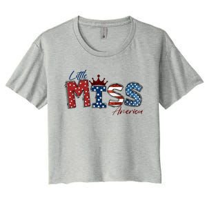 Little Miss America Gift American 4th Of July Graphic Meaningful Gift Women's Crop Top Tee