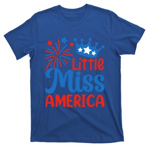 Little Miss America Gift Funny 4th Of July Fireworks Gift T-Shirt