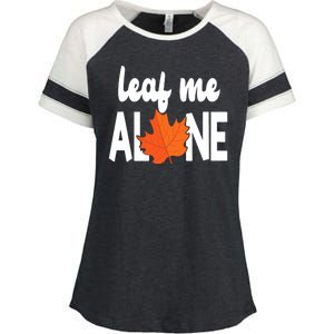 Leaf Me Alone Funny Fall Enza Ladies Jersey Colorblock Tee