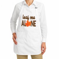Leaf Me Alone Funny Fall Full-Length Apron With Pockets