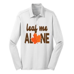 Leaf Me Alone Funny Fall Silk Touch Performance Long Sleeve Polo