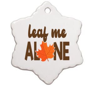 Leaf Me Alone Funny Fall Ceramic Star Ornament