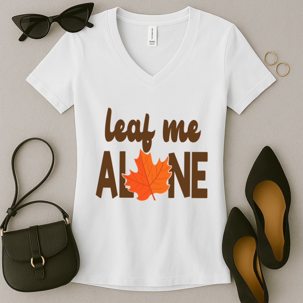 Leaf Me Alone Funny Fall Women's V-Neck T-Shirt