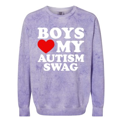 Love My Autism Swag Gift Funny Heart Autism Awareness Gift Colorblast Crewneck Sweatshirt