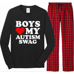 Love My Autism Swag Gift Funny Heart Autism Awareness Gift Long Sleeve Pajama Set