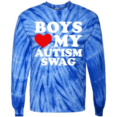 Love My Autism Swag Gift Funny Heart Autism Awareness Gift Tie-Dye Long Sleeve Shirt