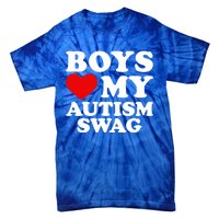 Love My Autism Swag Gift Funny Heart Autism Awareness Gift Tie-Dye T-Shirt