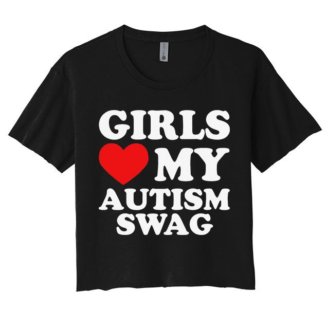 Love My Autism Swag Funny Autistic Gifts Awareness Women's Crop Top Tee