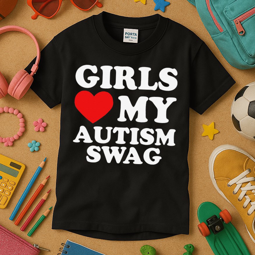 Love My Autism Swag Funny Autistic Gifts Awareness Kids T-Shirt