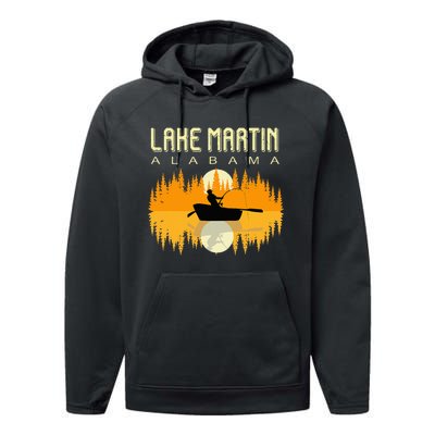 Lake Martin Alabama Usa Life And Fishing 80s Retro Gift Performance Fleece Hoodie