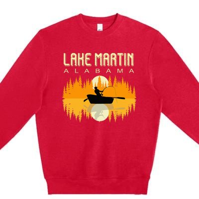 Lake Martin Alabama Usa Life And Fishing 80s Retro Gift Premium Crewneck Sweatshirt