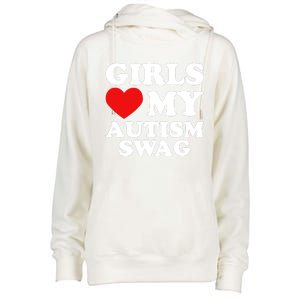 Love My Autism Swag Funny Autistic Gifts Awareness Womens Funnel Neck Pullover Hood