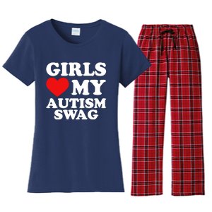 Love My Autism Swag Funny Autistic Gifts Awareness Women's Flannel Pajama Set