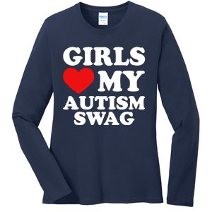 Love My Autism Swag Funny Autistic Gifts Awareness Ladies Long Sleeve Shirt