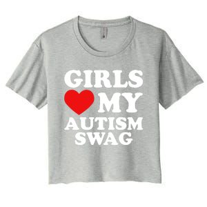 Love My Autism Swag Funny Autistic Gifts Awareness Women's Crop Top Tee