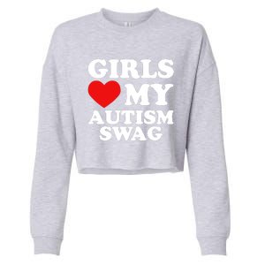 Love My Autism Swag Funny Autistic Gifts Awareness Cropped Pullover Crew