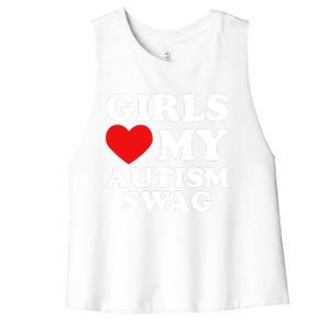 Love My Autism Swag Funny Autistic Gifts Awareness Women's Racerback Cropped Tank