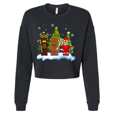 Lego Man Around The Christmas Kids Toddler Family Matching Cropped Pullover Crew