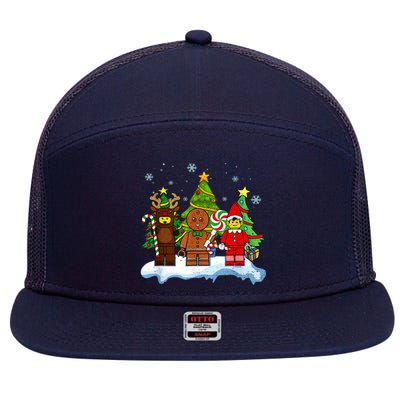 Lego Man Around The Christmas Kids Toddler Family Matching 7 Panel Mesh Trucker Snapback Hat