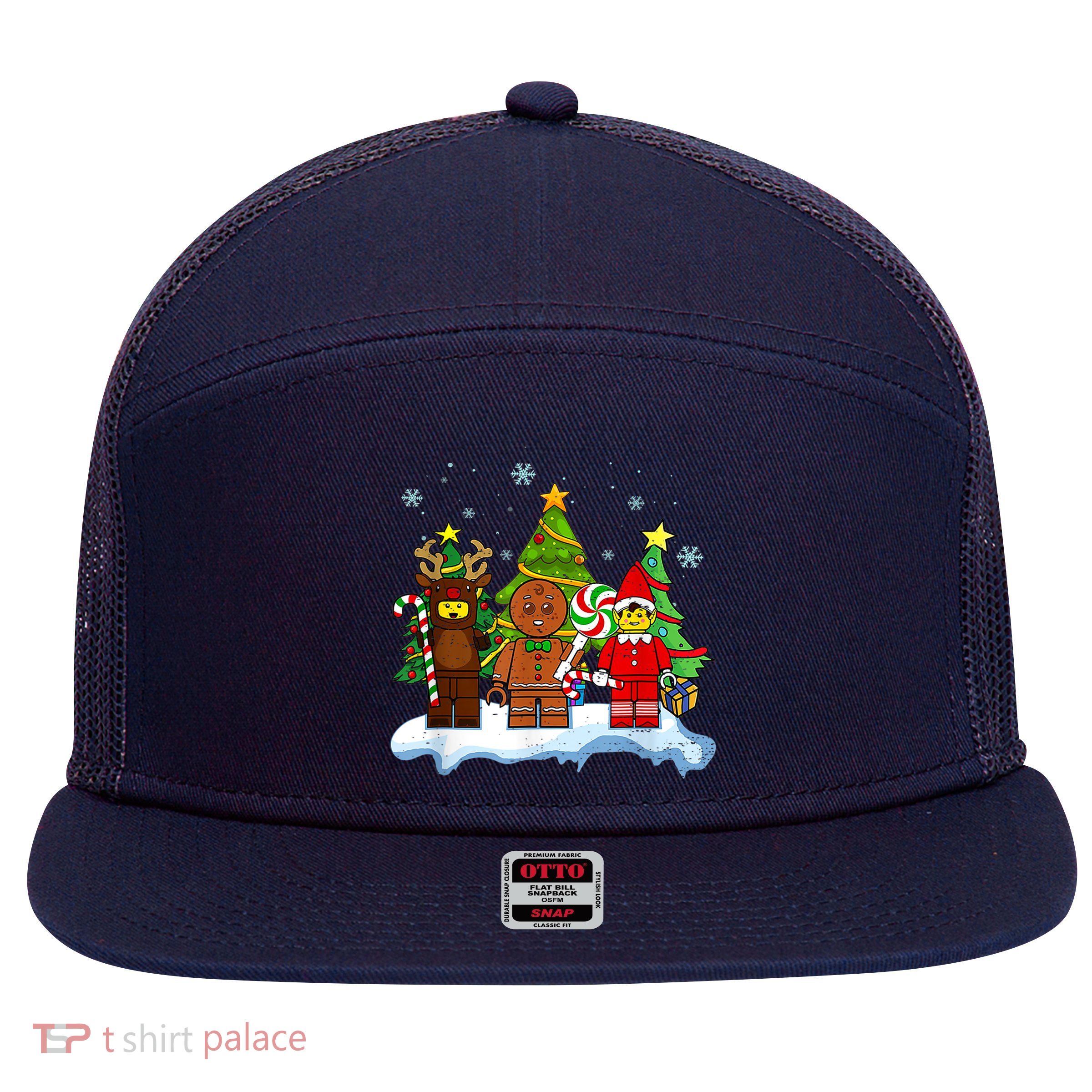 Lego Man Around The Christmas Kids Toddler Family Matching 7 Panel Mesh Trucker Snapback Hat