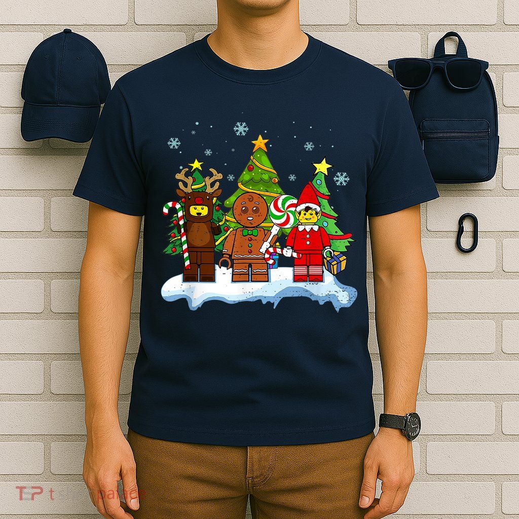 Lego Man Around The Christmas Kids Toddler Family Matching T-Shirt