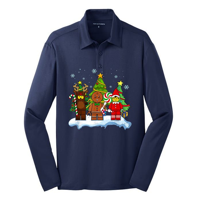 Lego Man Around The Christmas Kids Toddler Family Matching Silk Touch Performance Long Sleeve Polo