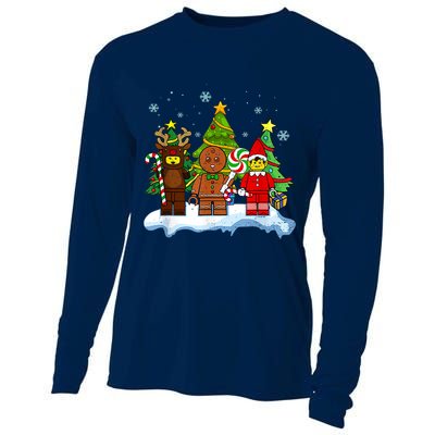 Lego Man Around The Christmas Kids Toddler Family Matching Cooling Performance Long Sleeve Crew