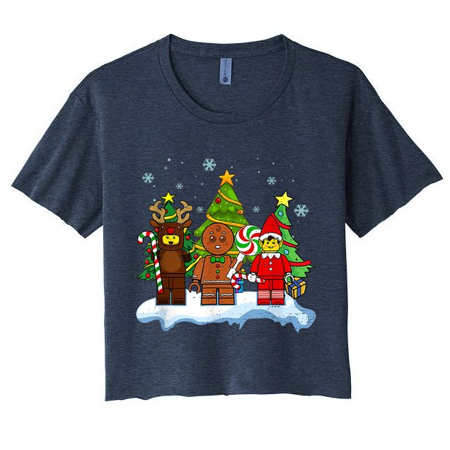 Lego Man Around The Christmas Kids Toddler Family Matching Crop Top