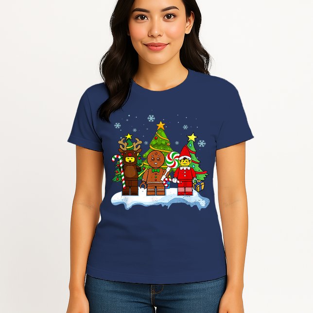 Lego Man Around The Christmas Kids Toddler Family Matching Womens T-Shirt