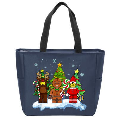 Lego Man Around The Christmas Kids Toddler Family Matching Zip Tote Bag