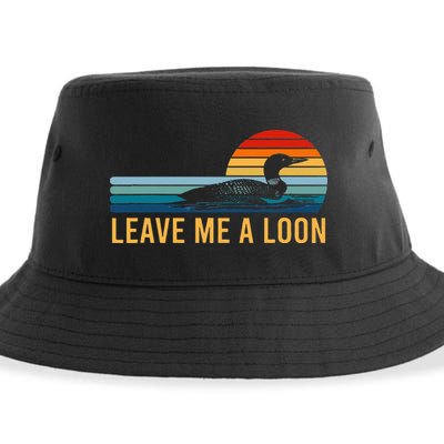 Leave Me A Loon Bird Watcher Gift Vintage Retro Sunset Sustainable Bucket Hat