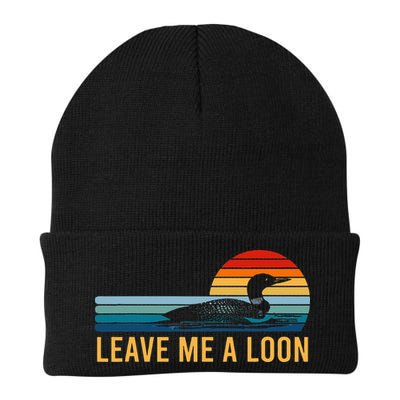 Leave Me A Loon Bird Watcher Gift Vintage Retro Sunset Beanie