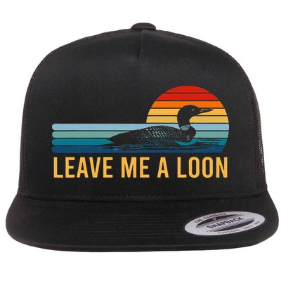 Leave Me A Loon Bird Watcher Gift Vintage Retro Sunset Flatbill Hat