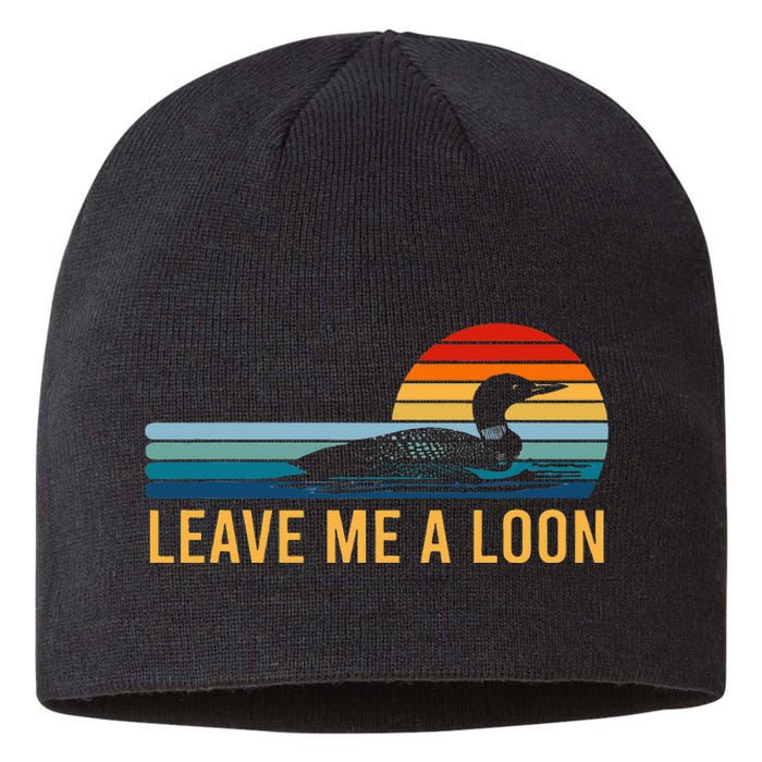 Leave Me A Loon Bird Watcher Gift Vintage Retro Sunset Sustainable Beanie