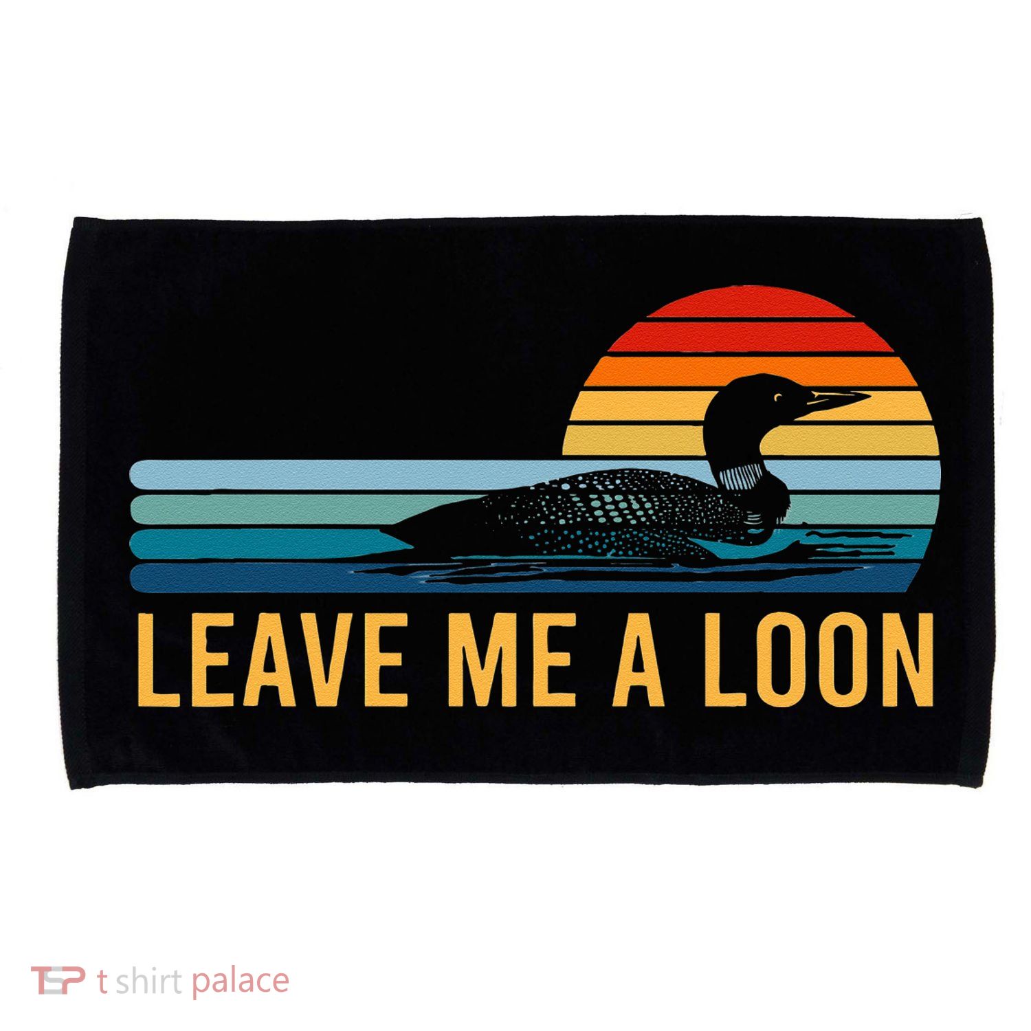 Leave Me A Loon Bird Watcher Gift Vintage Retro Sunset Microfiber Hand Towel