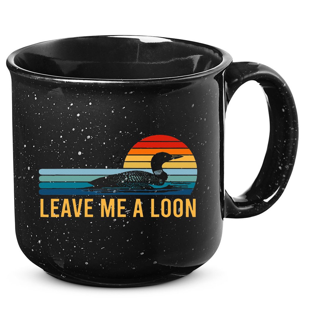 Leave Me A Loon Bird Watcher Gift Vintage Retro Sunset 15oz Campfire Ceramic Mug