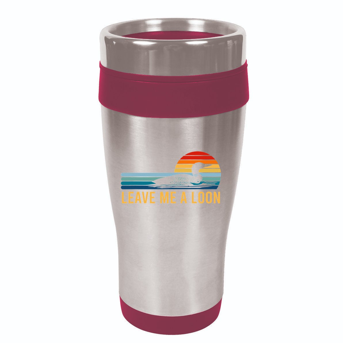 Leave Me A Loon Bird Watcher Gift Vintage Retro Sunset 16oz Travel Tumbler