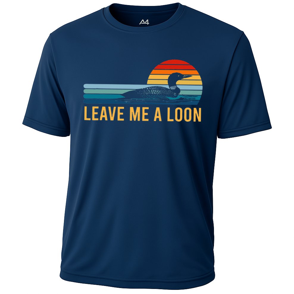 Leave Me A Loon Bird Watcher Gift Vintage Retro Sunset Cooling Performance Crew T-Shirt