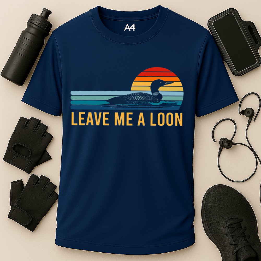 Leave Me A Loon Bird Watcher Gift Vintage Retro Sunset Cooling Performance Crew T-Shirt