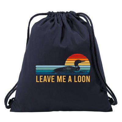 Leave Me A Loon Bird Watcher Gift Vintage Retro Sunset Drawstring Bag