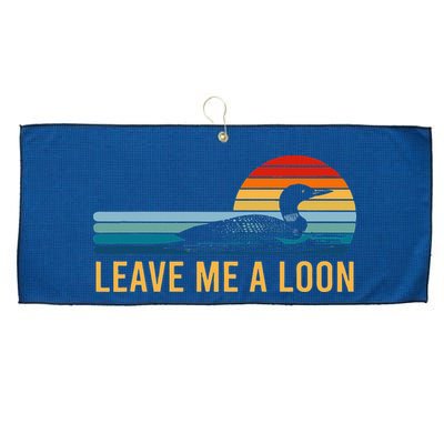 Leave Me A Loon Bird Watcher Gift Vintage Retro Sunset Large Microfiber Waffle Golf Towel