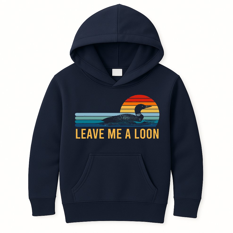 Leave Me A Loon Bird Watcher Gift Vintage Retro Sunset Kids Hoodie