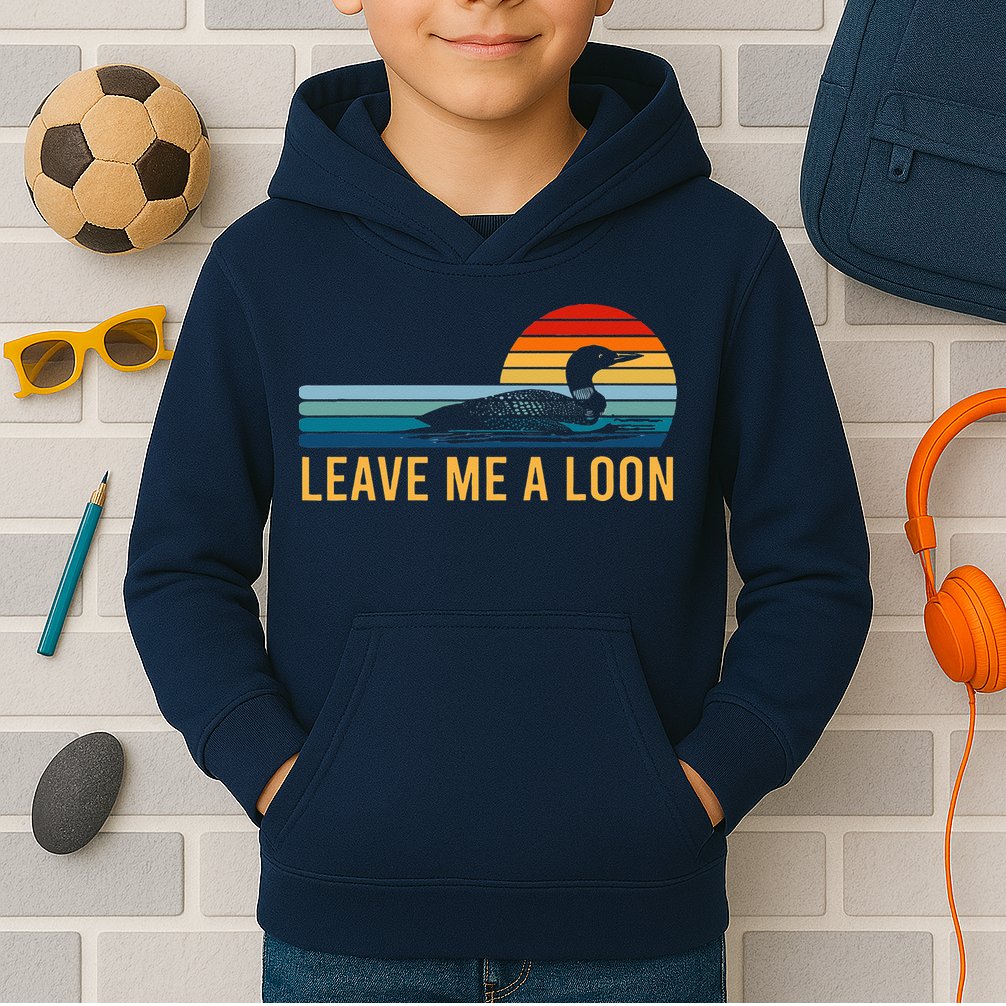 Leave Me A Loon Bird Watcher Gift Vintage Retro Sunset Kids Hoodie