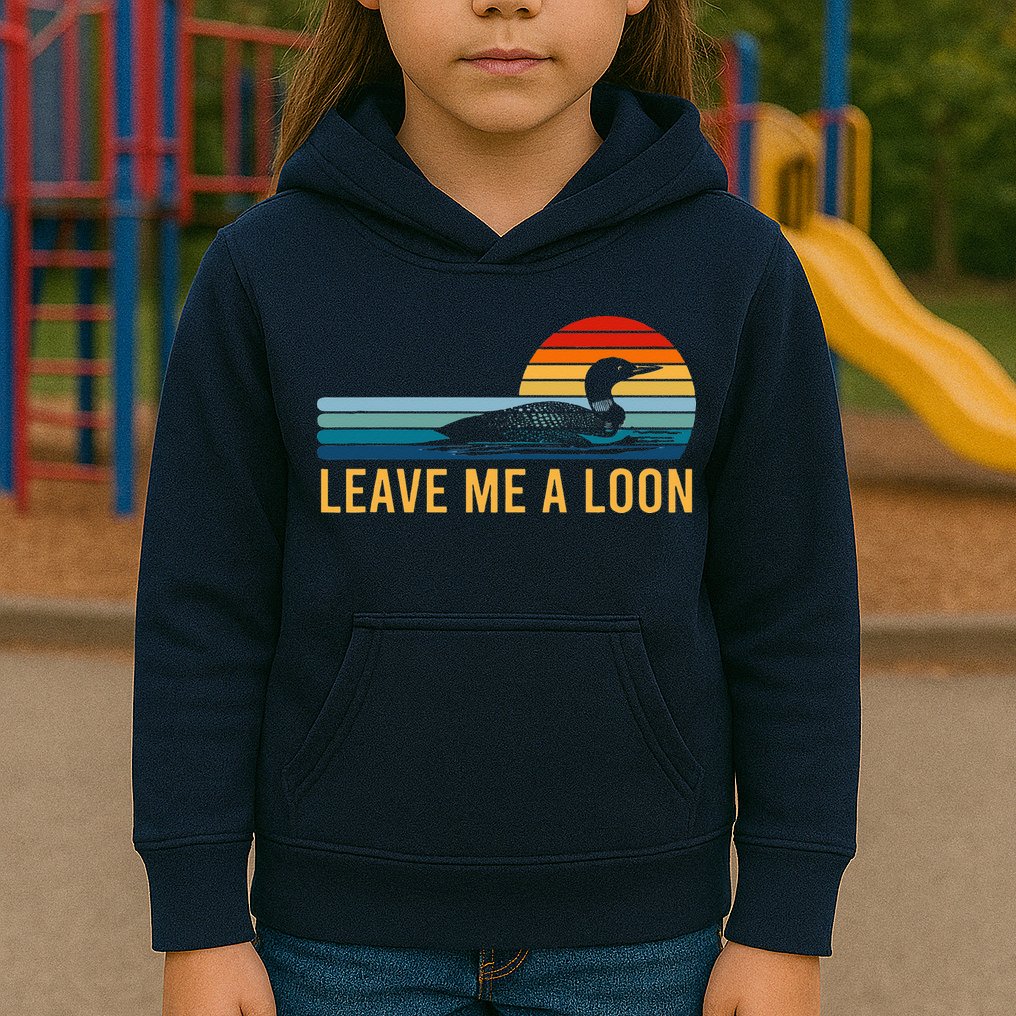 Leave Me A Loon Bird Watcher Gift Vintage Retro Sunset Kids Hoodie