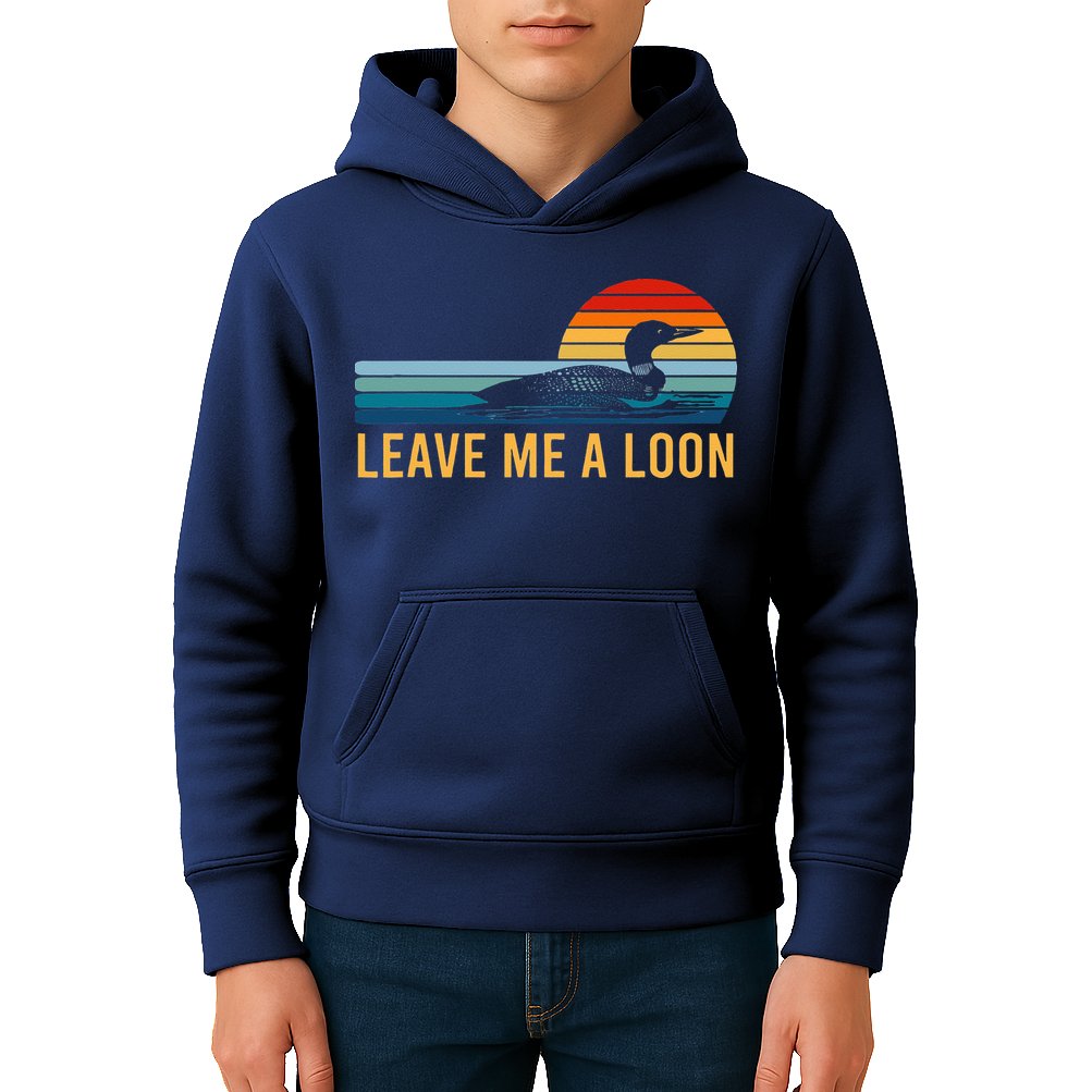 Leave Me A Loon Bird Watcher Gift Vintage Retro Sunset Kids Hoodie