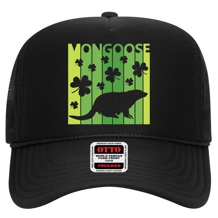 Lucky Mongoose Animal St Patrick's Day Irish Gift High Crown Mesh Back Trucker Hat